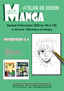 Affiche Atelier Dessin Manga-BD -MJC Demigny Décembre 2025